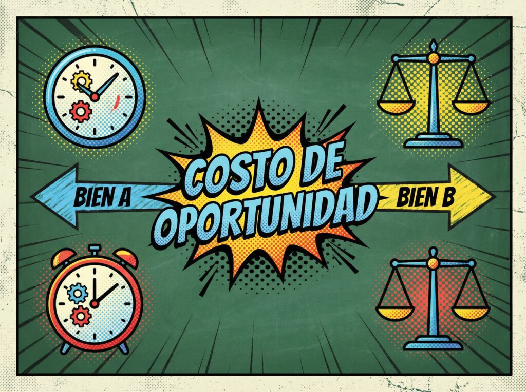 Diagrama simple del costo de oportunidad entre dos bienes