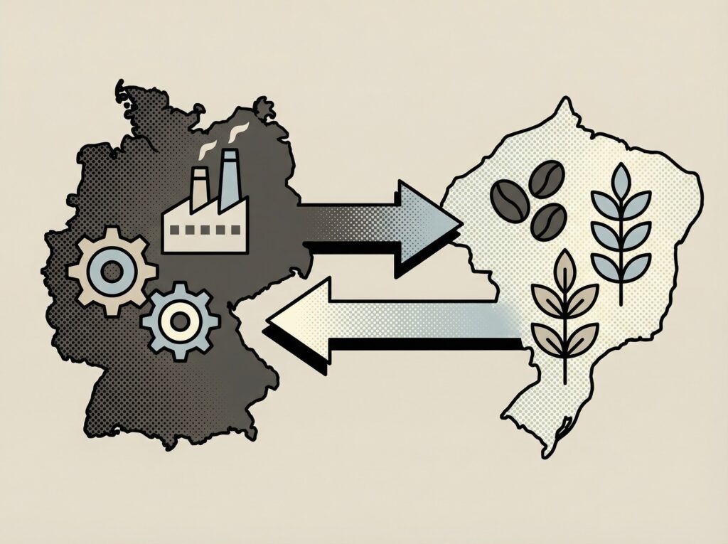 Ilustración de intercambio comercial que representa la ventaja comparativa