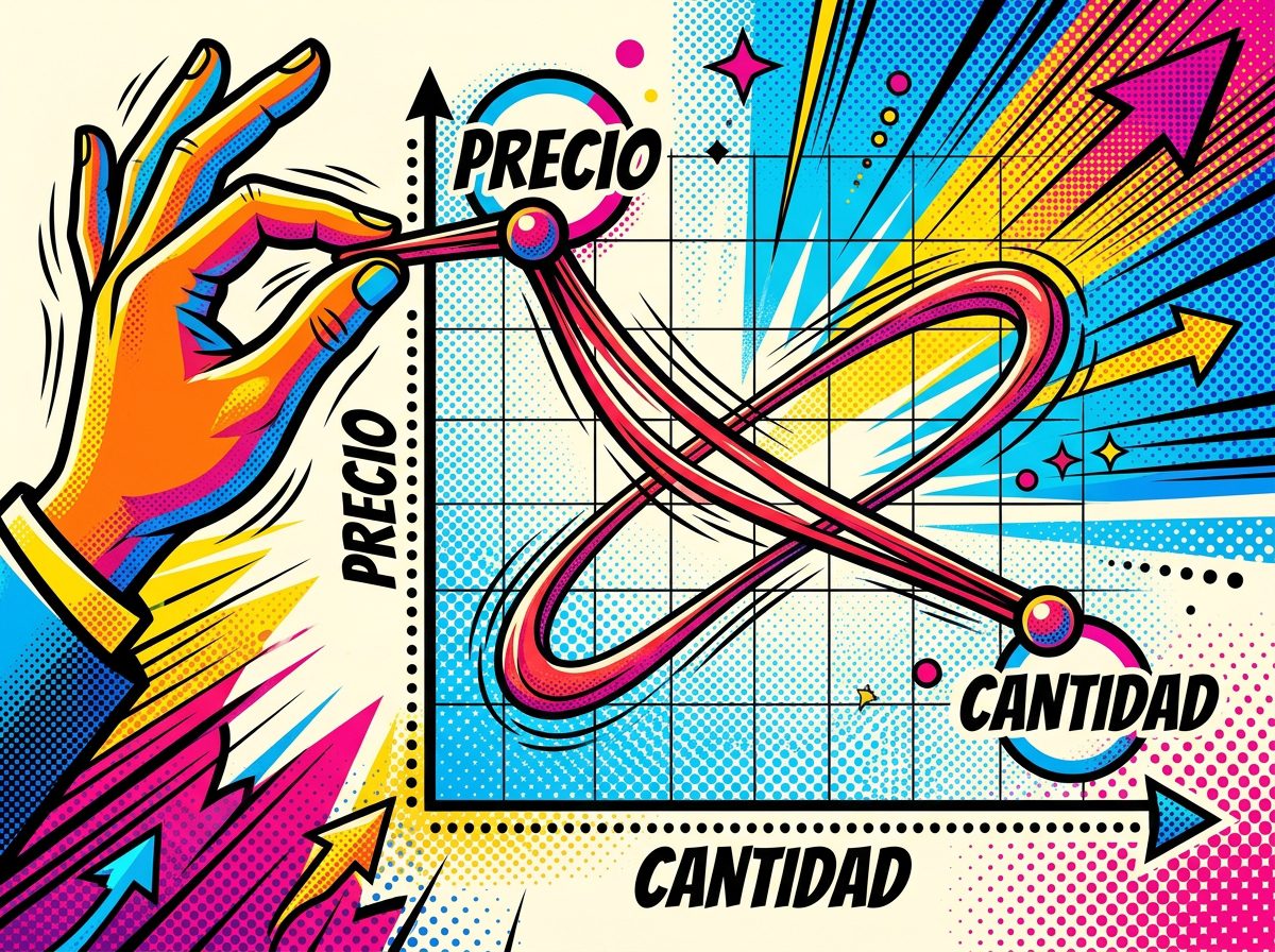 Línea elástica que se estira y contrae, representando la elasticidad de la demanda.
