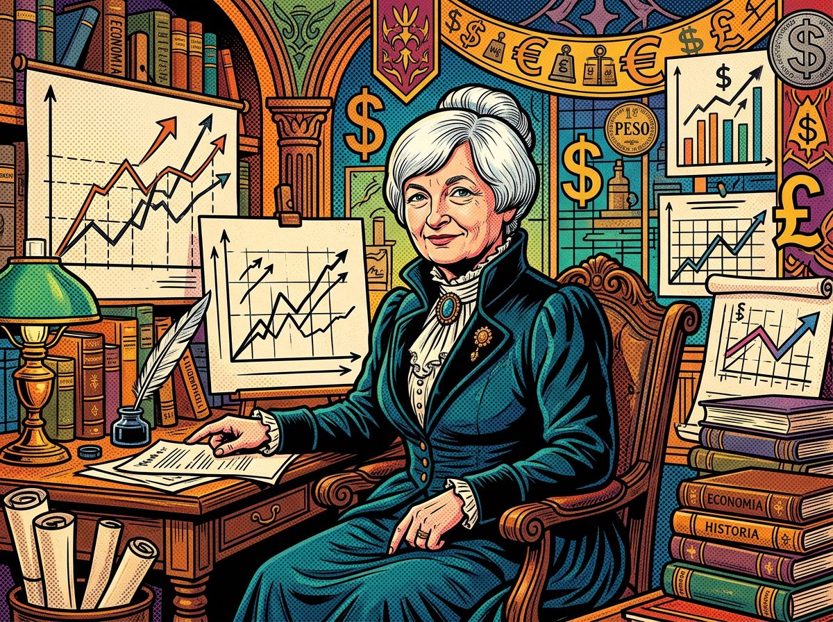 Janet Yellen retrato pop art economista