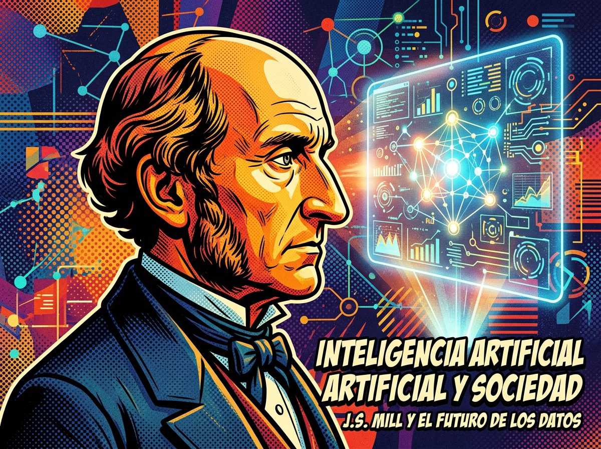 Mill contempla la era digital: sus ideas ante datos e IA.