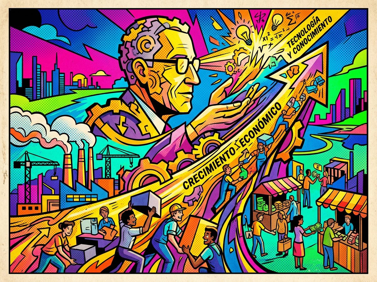 Robert Solow y su aporte clave al crecimiento econ pop art