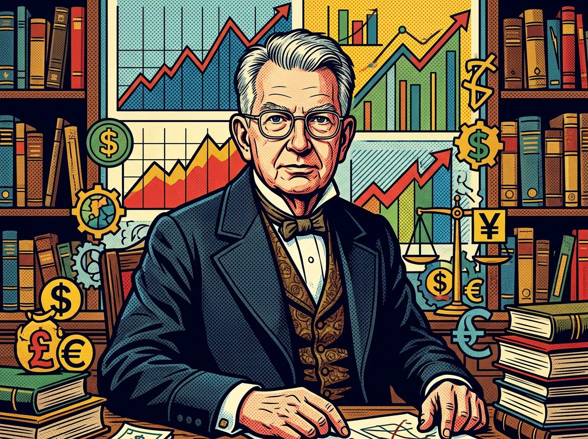 Ronald Coase retrato pop art economista