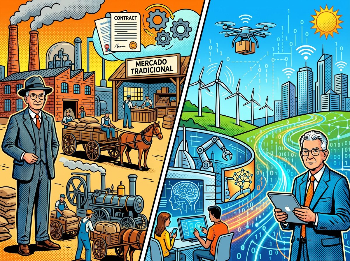 Ronald Coase economia digital pop art