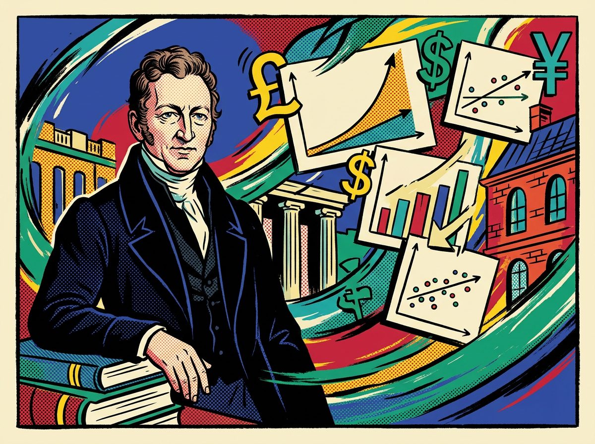 Thomas Robert Malthus teoría y legado económico retrato pop art economista