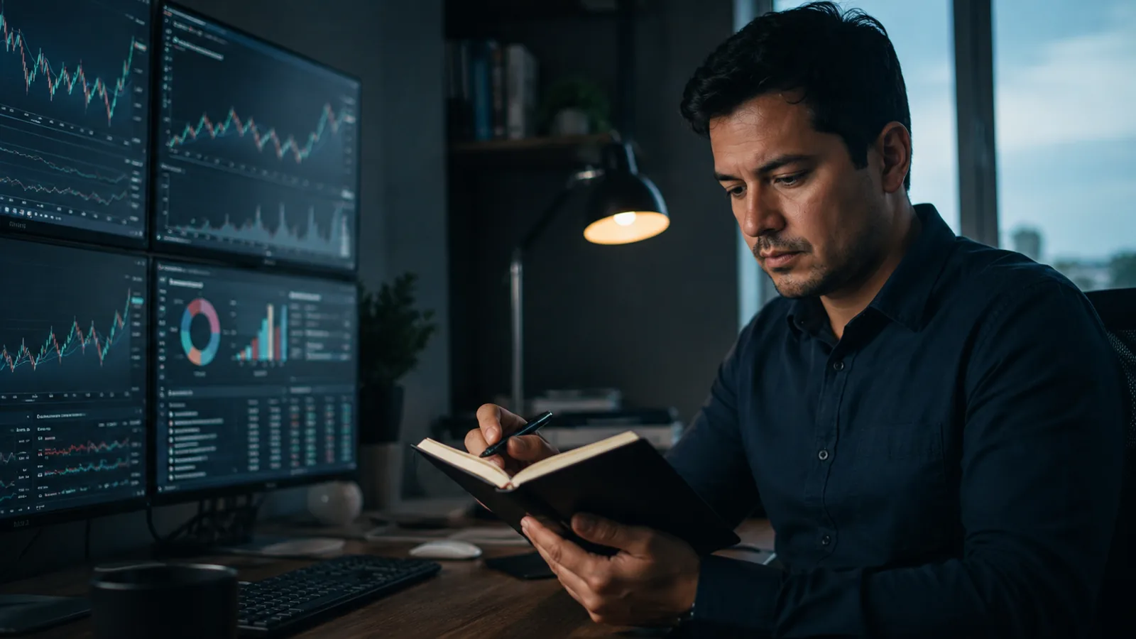 Inversor siguiendo un plan con disciplina y rebalanceo en lugar de decisiones impulsivas